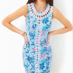 Lilly Pulitzer Shell Print Lace Shift Dress – Blue & Pink – Size 6 – NWT